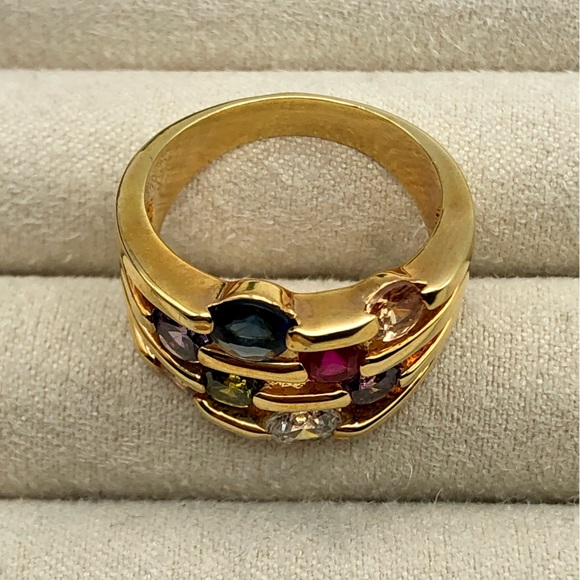 Fashion Jewelry Multicolor Gemstone Gold Ring - Picture 10 of 16